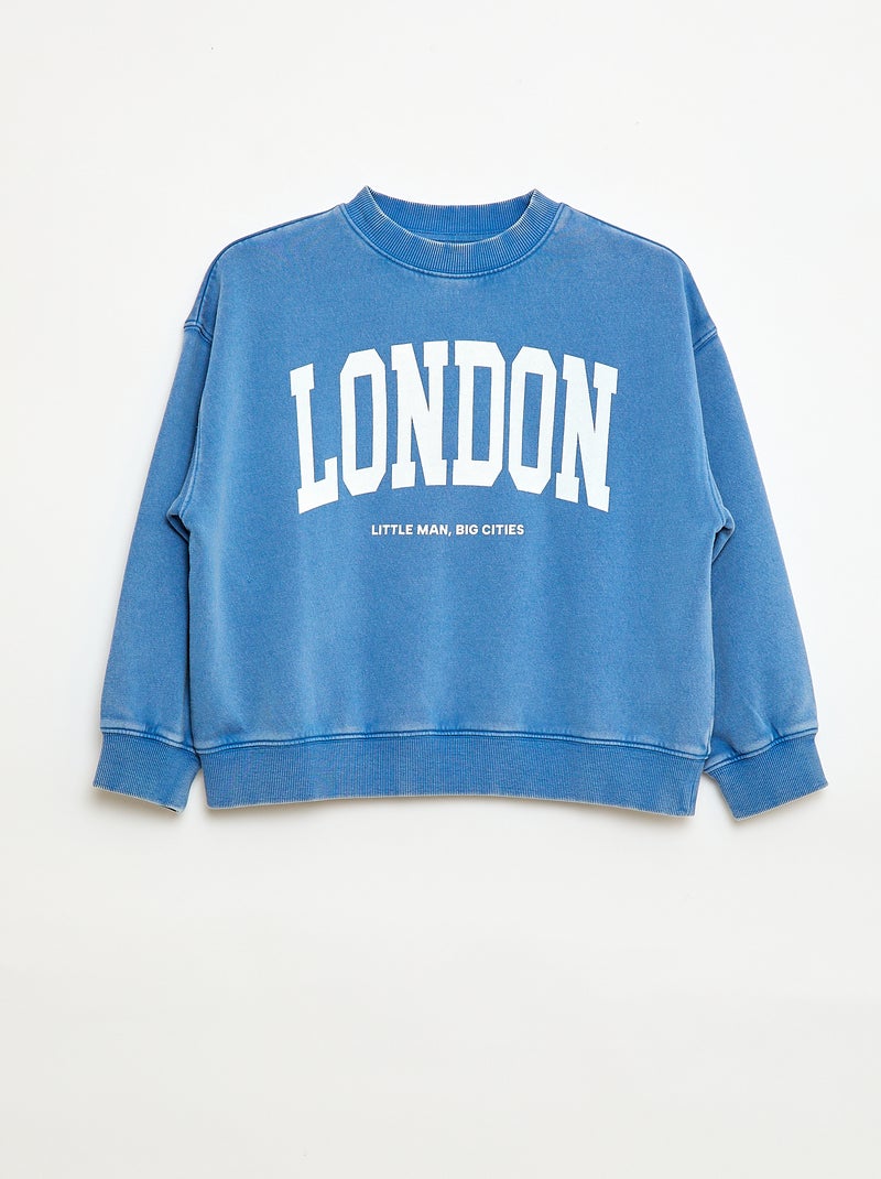 Sweater met ronde hals en print Blauw - Kiabi