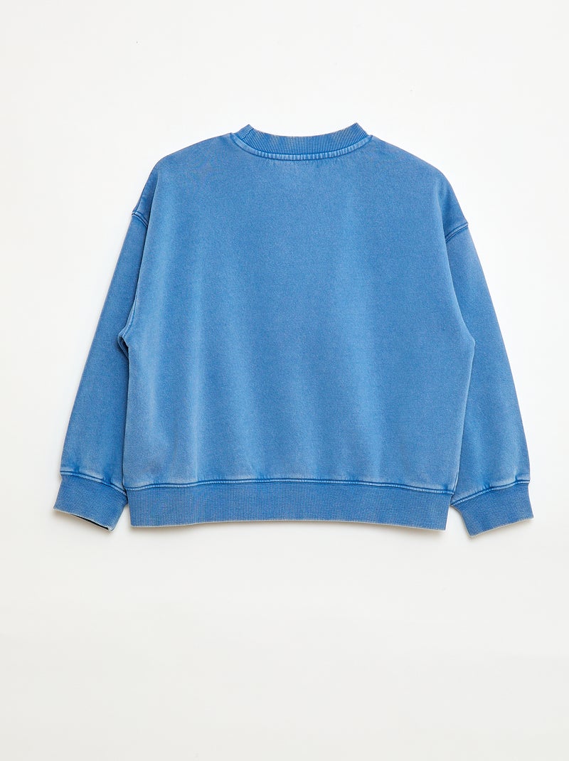 Sweater met ronde hals en print Blauw - Kiabi
