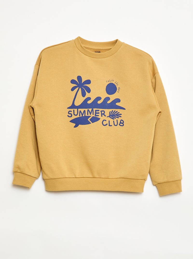 Sweater met ronde hals en print Geel - Kiabi