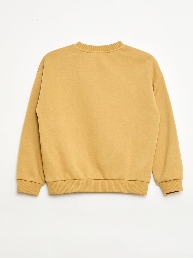 Sweater met ronde hals en print Geel - Kiabi