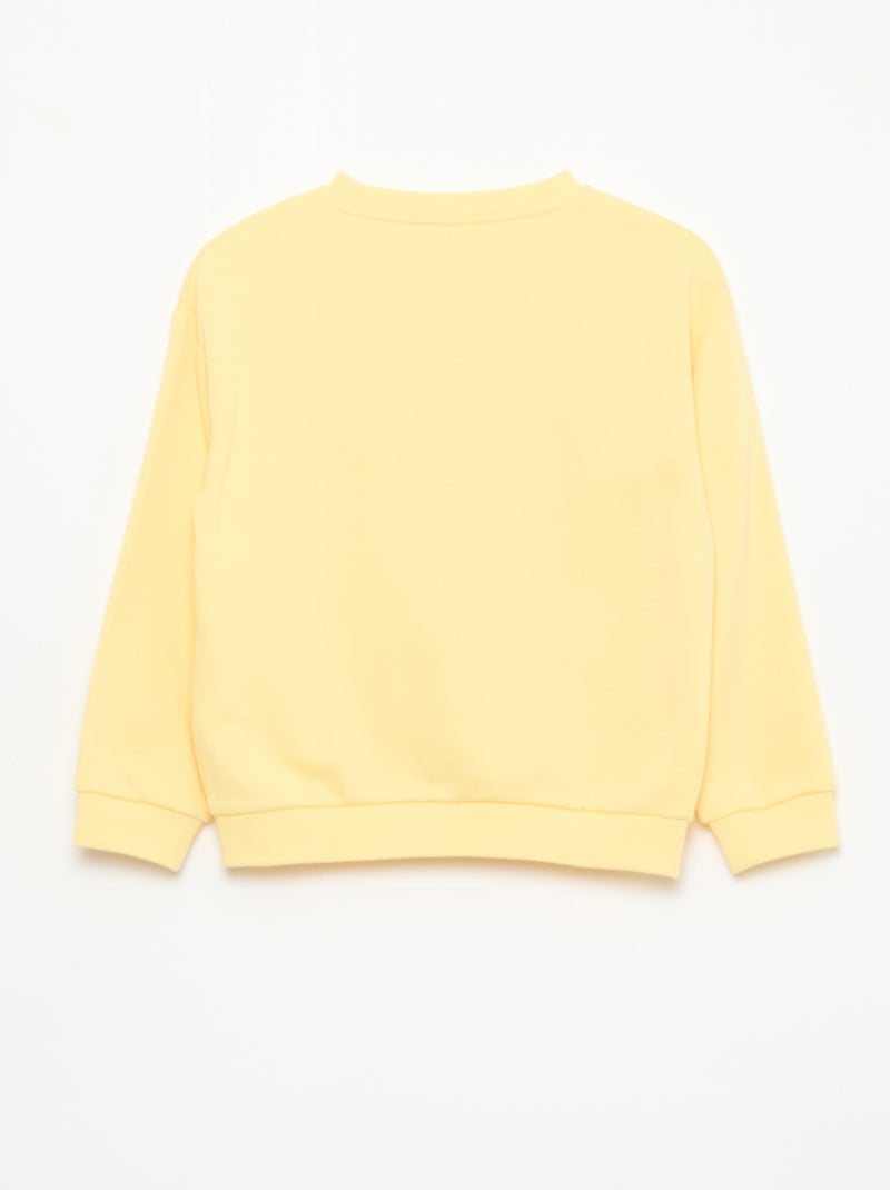 Sweater met ronde hals en print Geel - Kiabi