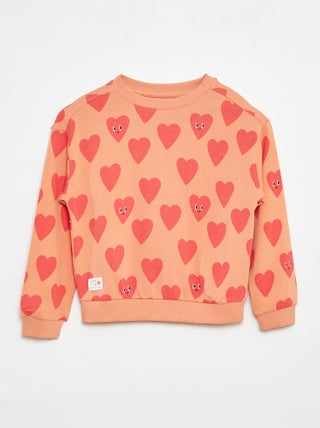 Sweater met ronde hals en print voor en achter