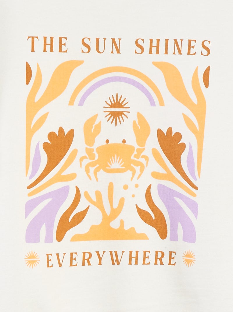 Sweater met ronde hals en print WIT - Kiabi