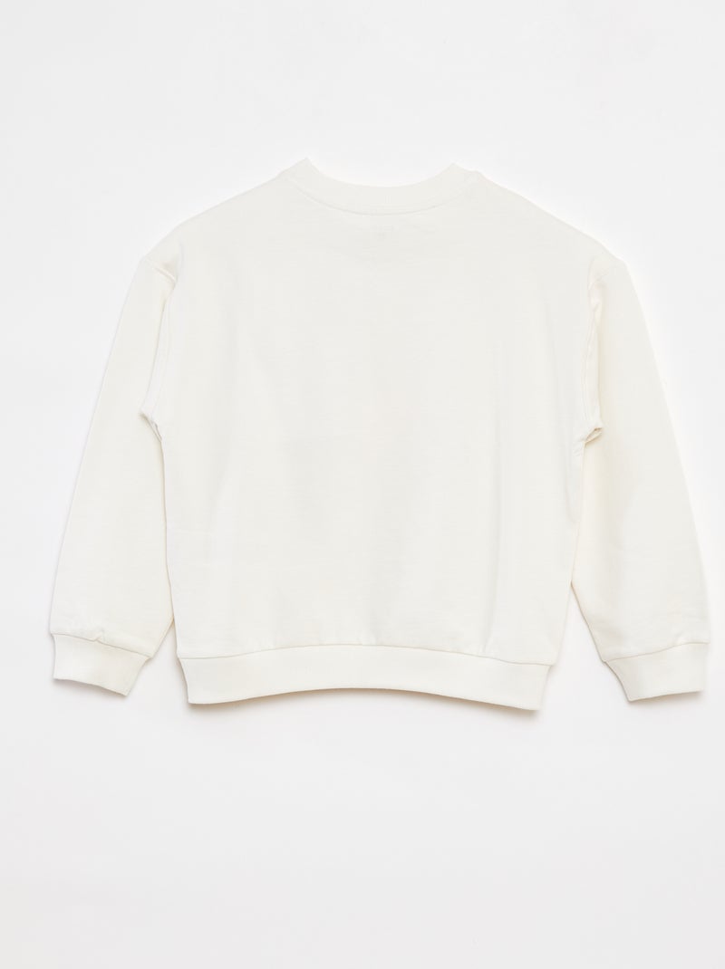 Sweater met ronde hals en print WIT - Kiabi