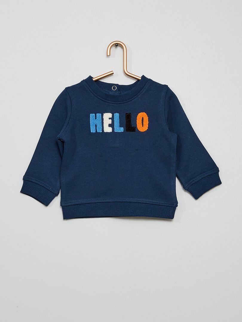 Sweater met ronde hals 'hello' BLAUW - Kiabi