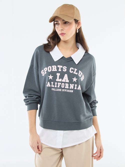Sweater met ronde hals in 'campus'-stijl - Kiabi