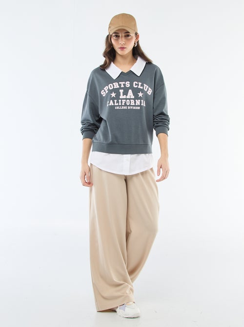 Sweater met ronde hals in 'campus'-stijl - Kiabi