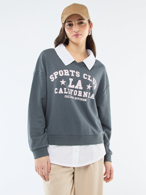 Sweater met ronde hals in 'campus'-stijl - Kiabi