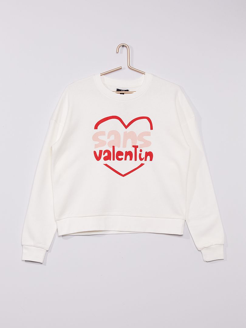 Sweater met ronde hals 'Sans Valentin' WIT - Kiabi