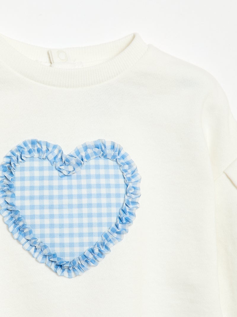 Sweater met ronde hals van lichte sweaterstof met motief Wit - Kiabi