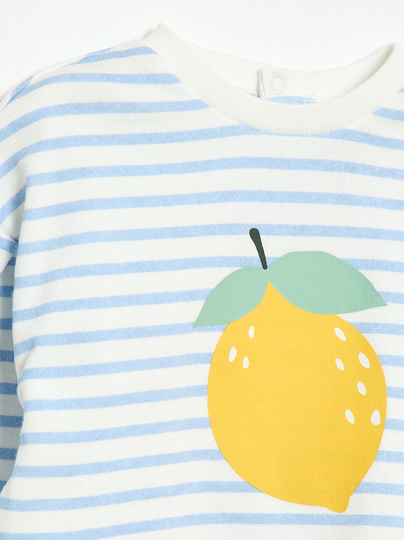 Sweater met ronde hals van lichte sweaterstof met motief Wit - Kiabi