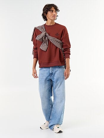 Sweater met ronde hals van piquéstof
