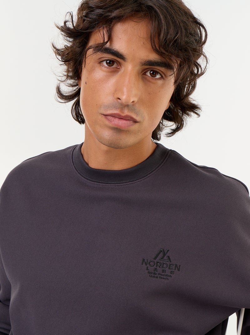 Sweater met ronde hals van piquéstof Grijs - Kiabi