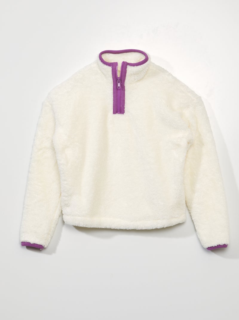 Sweater met schapenvacht effect WIT - Kiabi