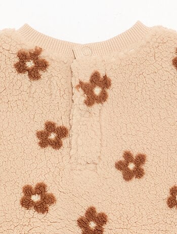 Sweater met schapenvachteffect en borduursels