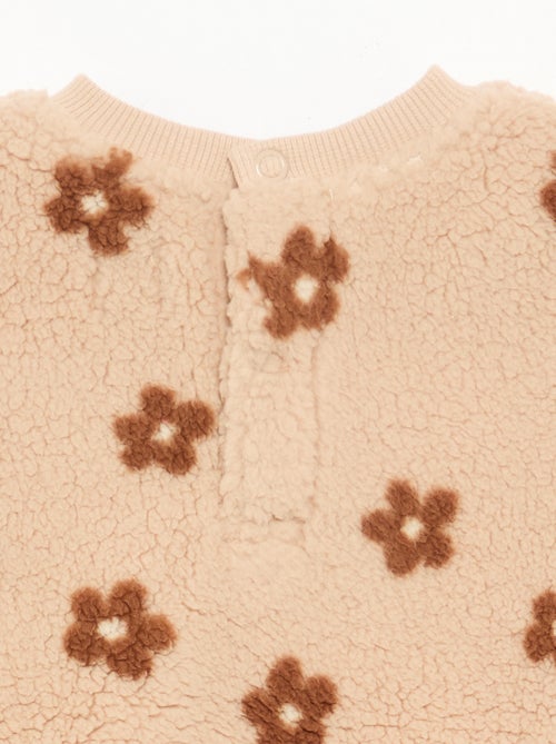 Sweater met schapenvachteffect en borduursels - Kiabi