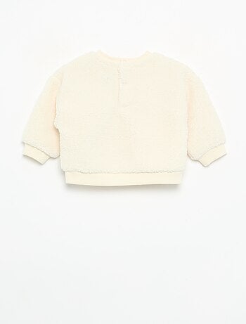 Sweater met schapenvachteffect en borduursels