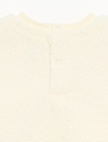 Sweater met schapenvachteffect en borduursels