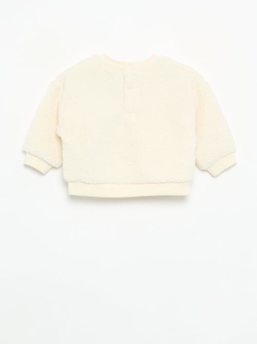 Sweater met schapenvachteffect en borduursels - Kiabi