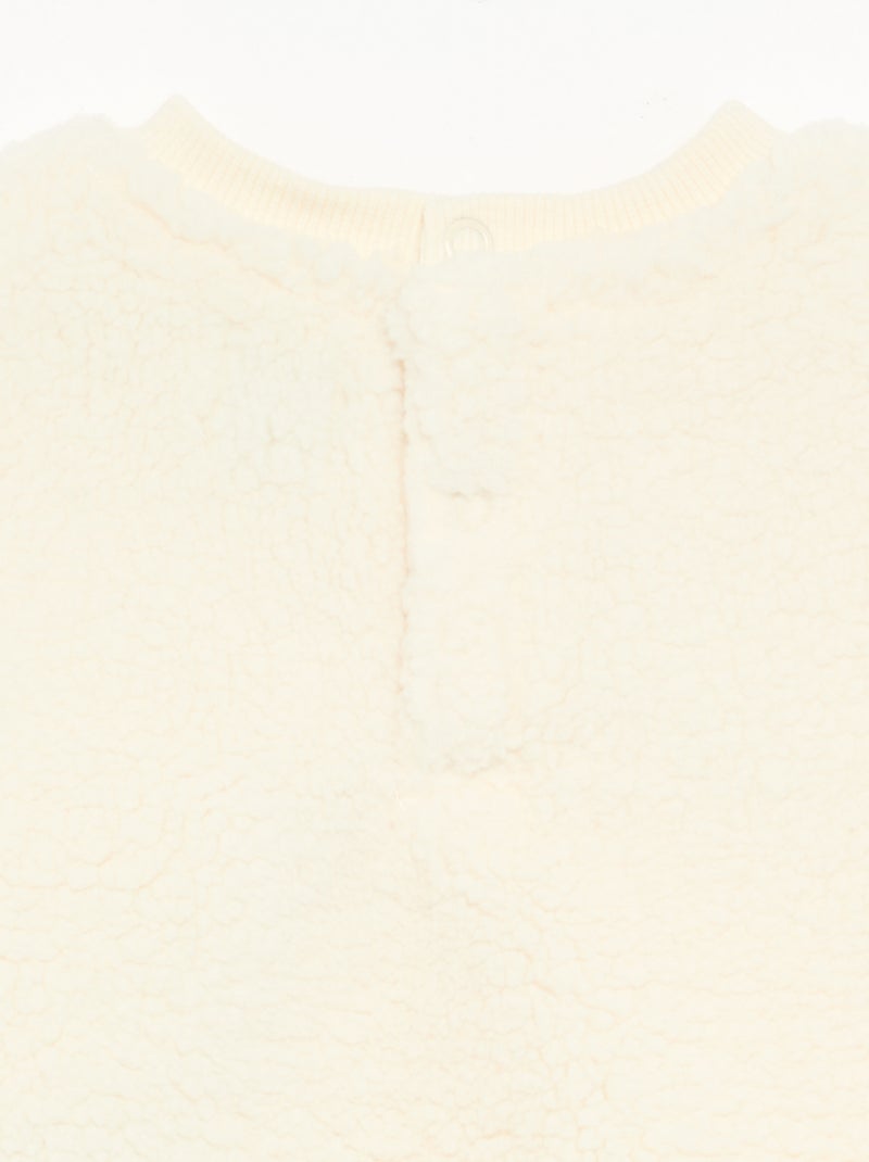 Sweater met schapenvachteffect en borduursels Wit - Kiabi