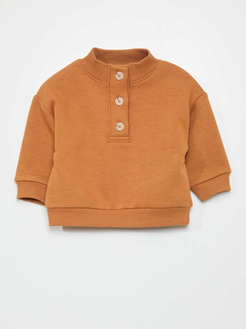 Sweater met schipperskraag - Altijd superzacht BRUIN - Kiabi