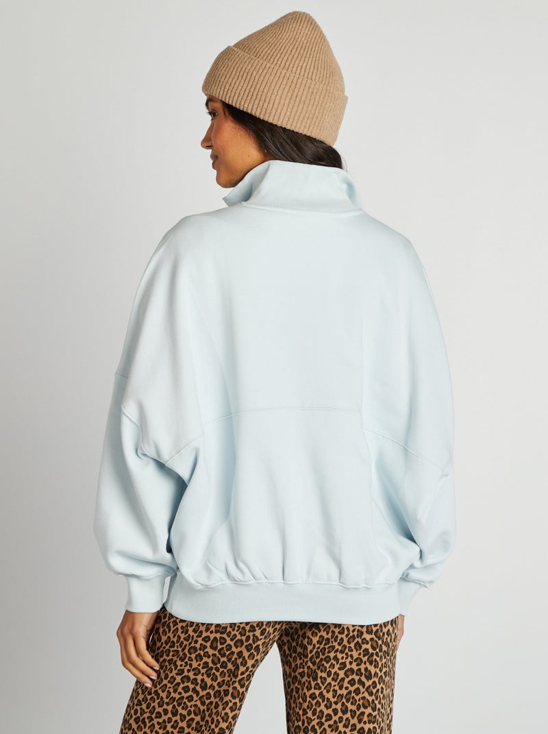Sweater met schipperskraag en kangoeroezak BLAUW - Kiabi