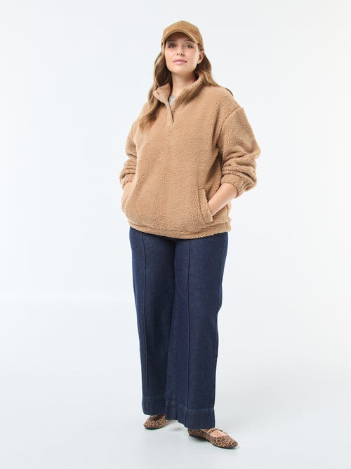 Sweater met schipperskraag en schapenvachteffect - Kiabi