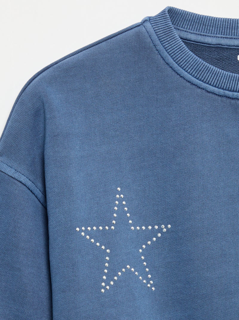 Sweater met strass-sterren Blauw - Kiabi