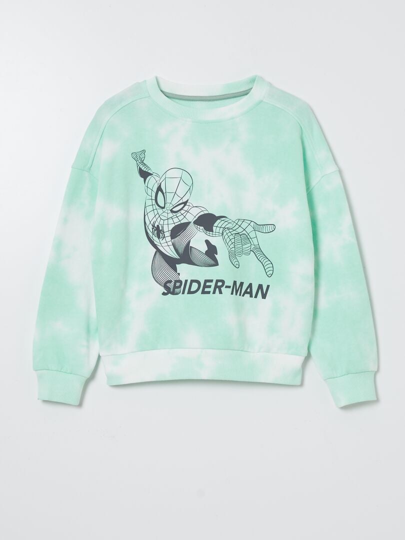 Sweater met tie-dye 'Spider-Man' GROEN - Kiabi