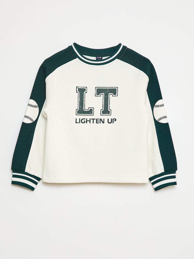 Sweater met tweekleurig motief Groen - Kiabi