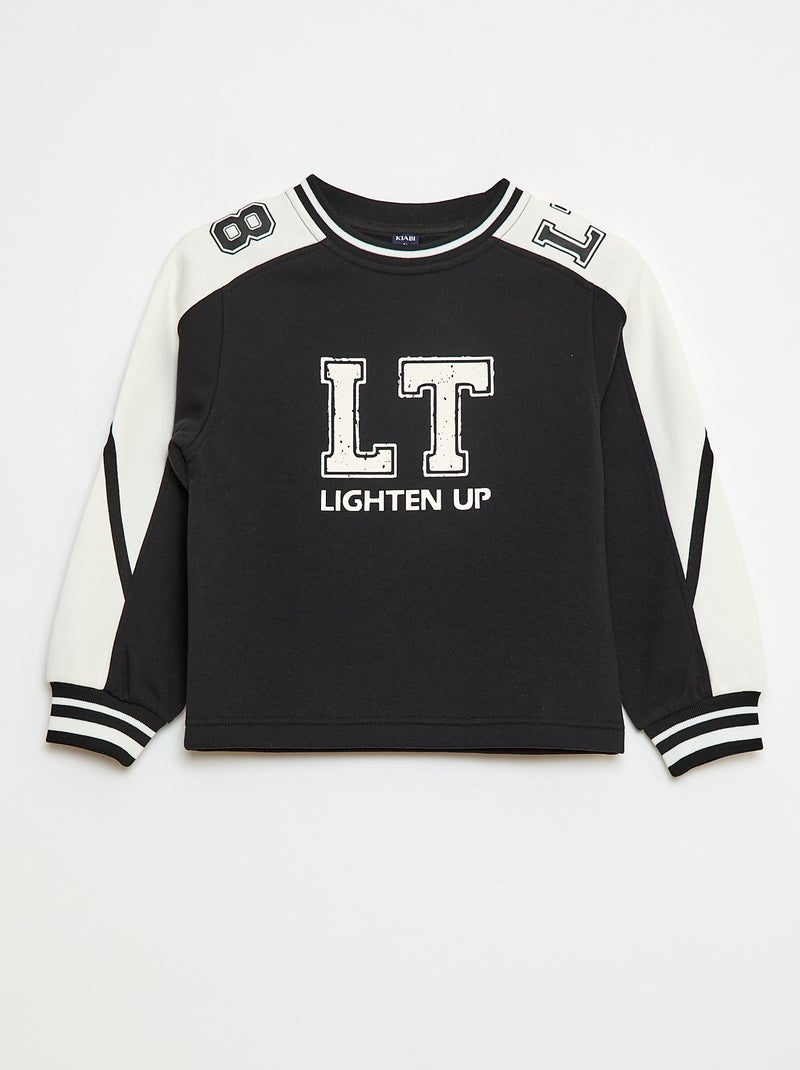 Sweater met tweekleurig motief Zwart - Kiabi