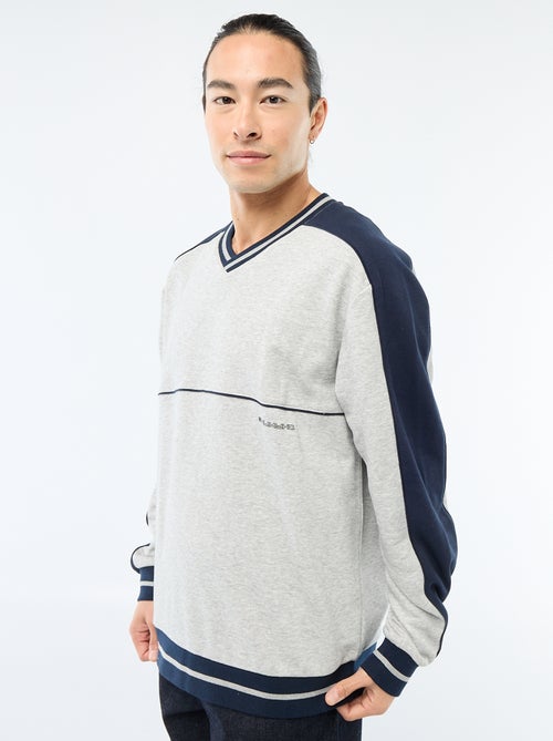 Sweater met V-hals van french terry - Kiabi