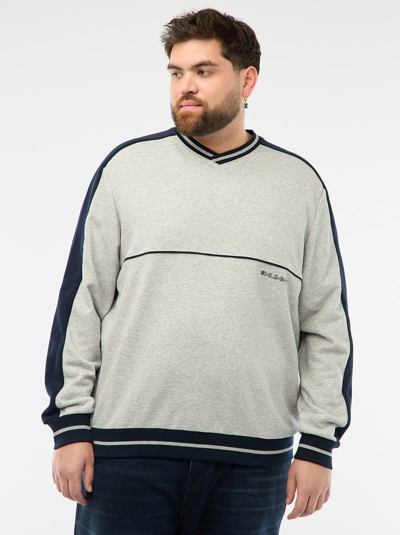 Sweater met V-hals van French Terry Grijs - Kiabi