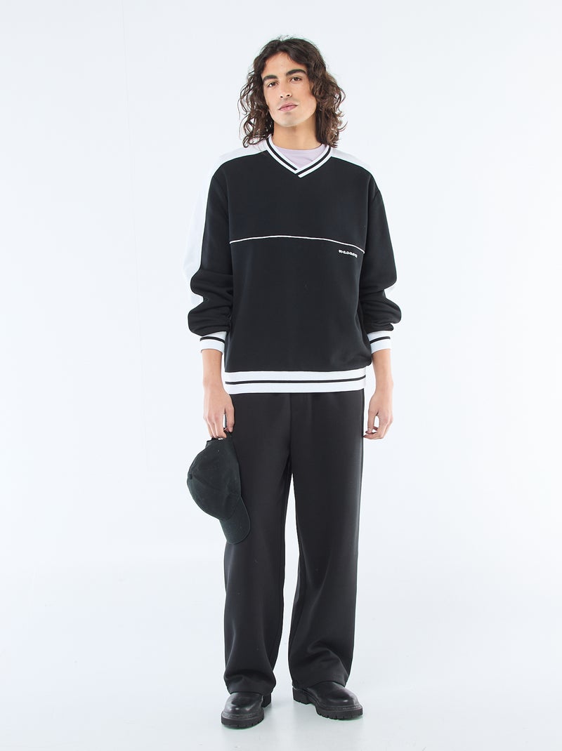 Sweater met V-hals van french terry Zwart - Kiabi
