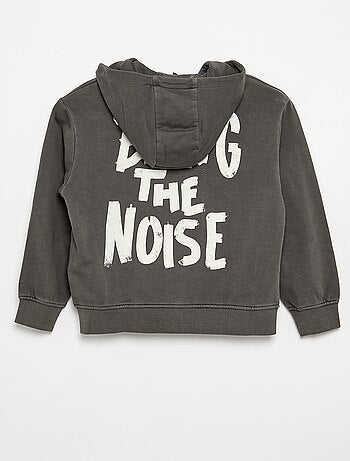 Sweater met verwassen look, capuchon en kangoeroezakken