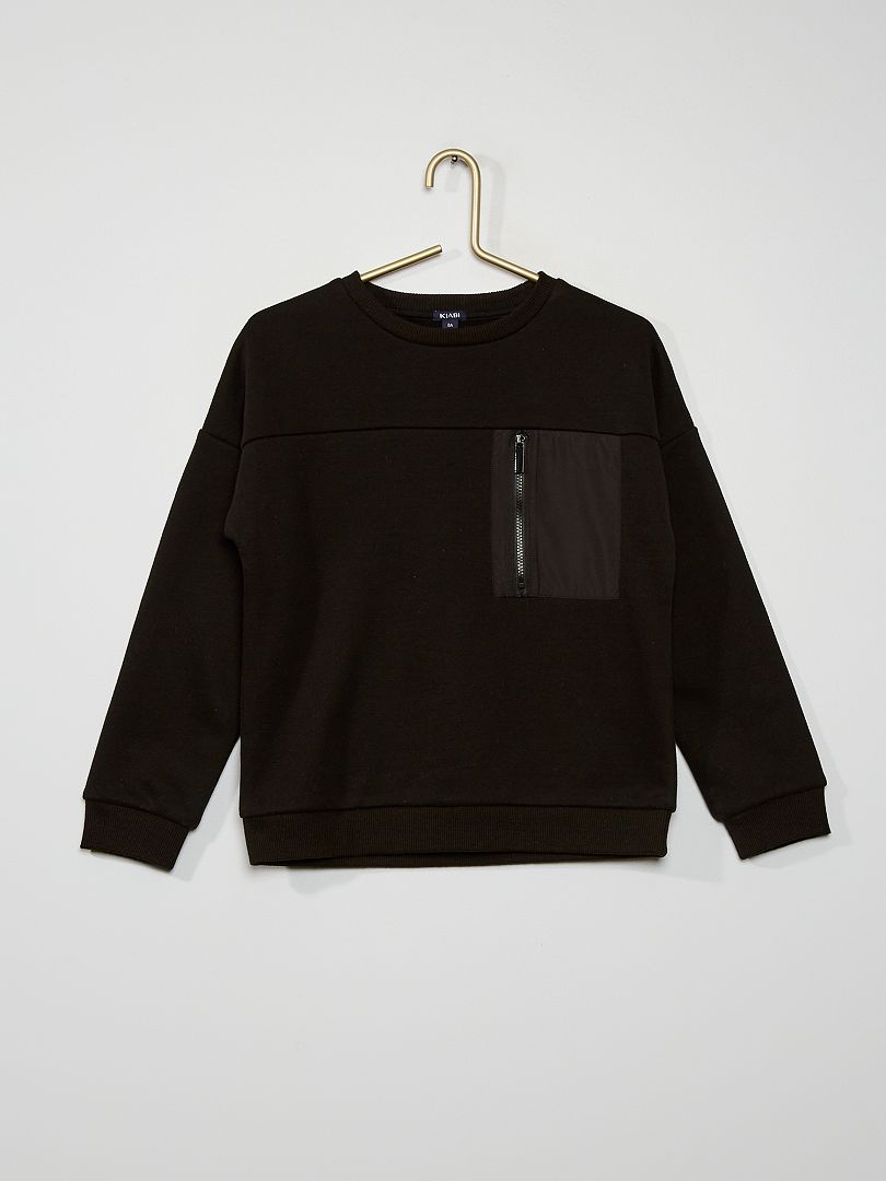 Sweater met zakje zwart - Kiabi