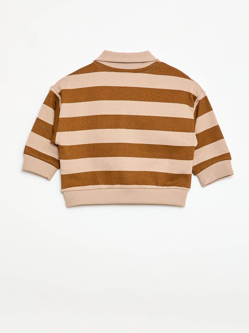 Sweater polokraag met strepen Biege - Kiabi