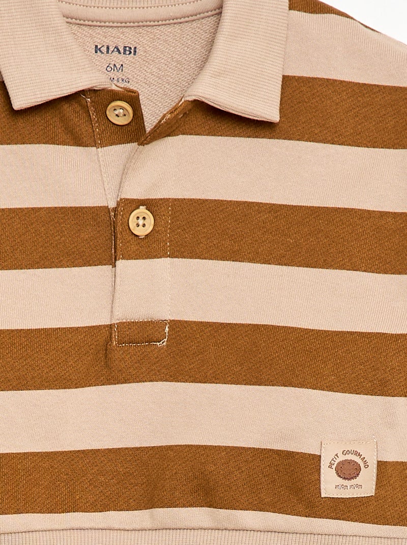 Sweater polokraag met strepen Biege - Kiabi