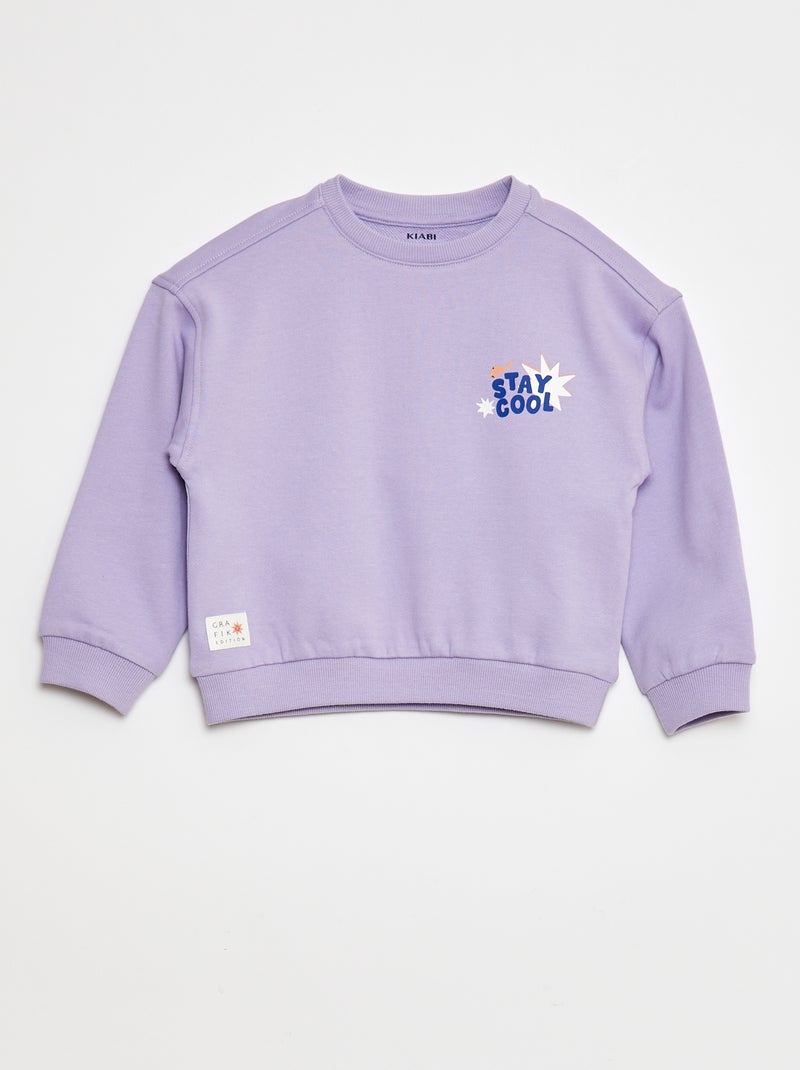 Sweater van dunne joggingstof met print - Grafik Edition Paars - Kiabi