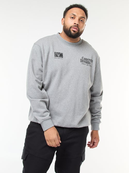 Sweater van dunne joggingstof met print voor/achter - Kiabi