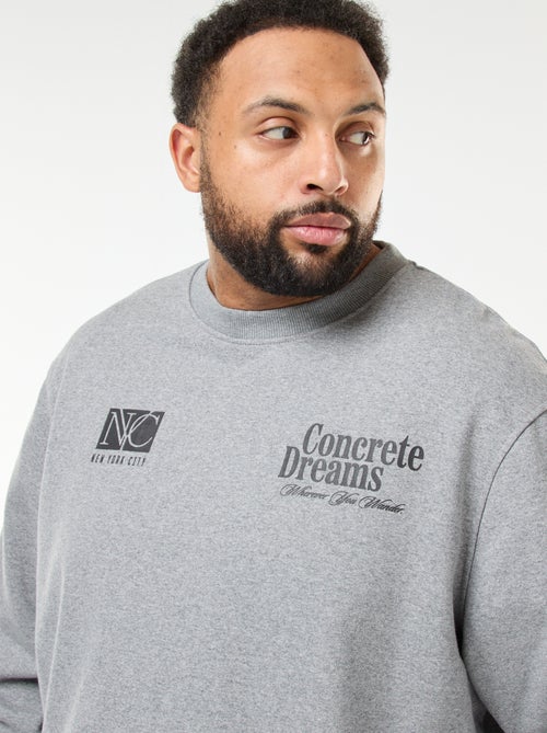 Sweater van dunne joggingstof met print voor/achter - Kiabi