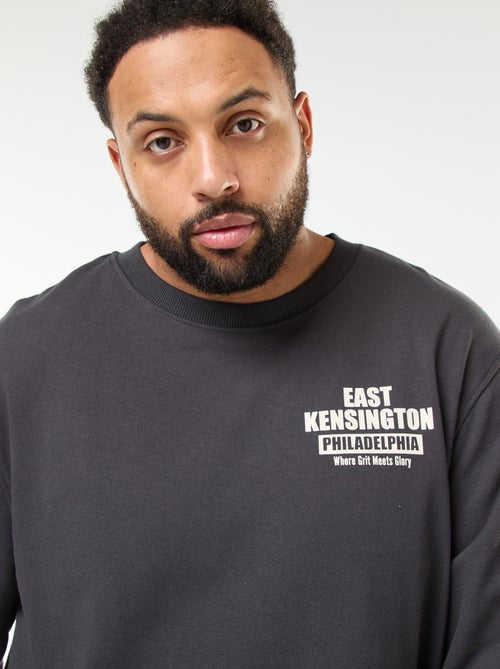 Sweater van dunne joggingstof met print voor/achter - Kiabi