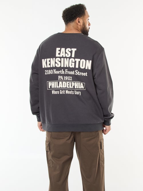 Sweater van dunne joggingstof met print voor/achter - Kiabi