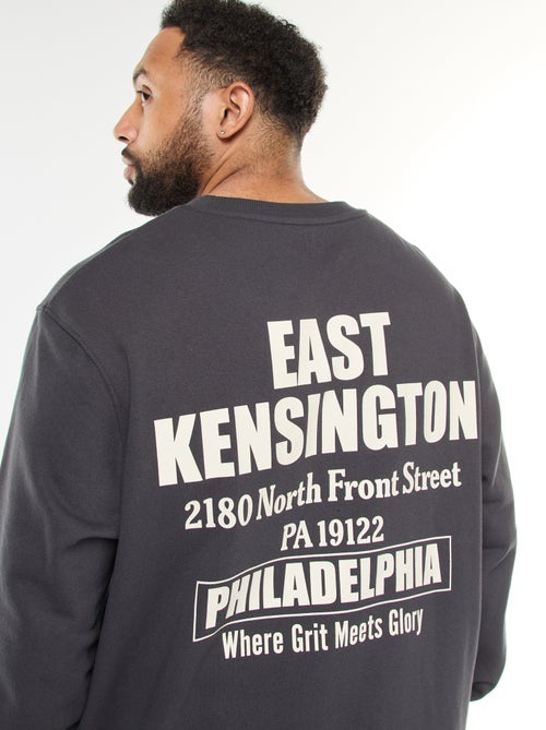 Sweater van dunne joggingstof met print voor/achter - Kiabi