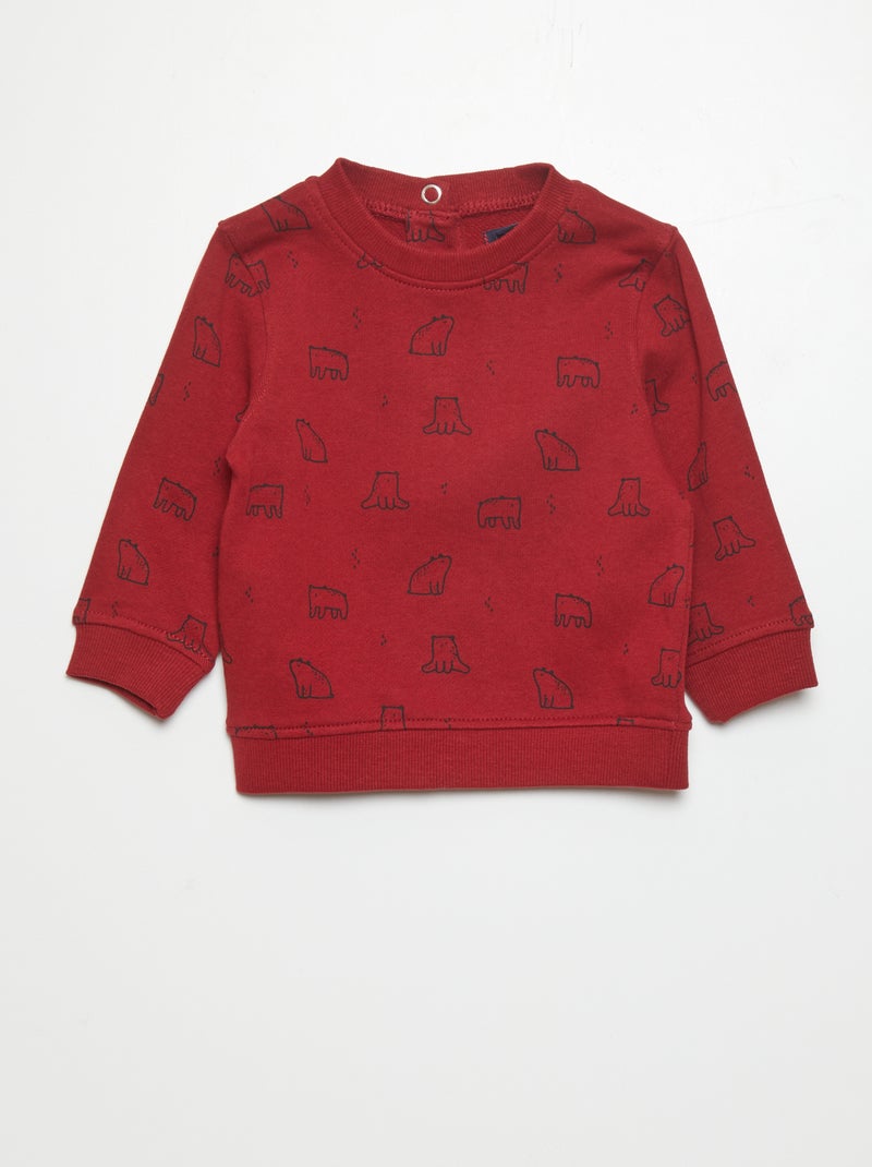 Sweater van dunne joggingstof ROOD - Kiabi
