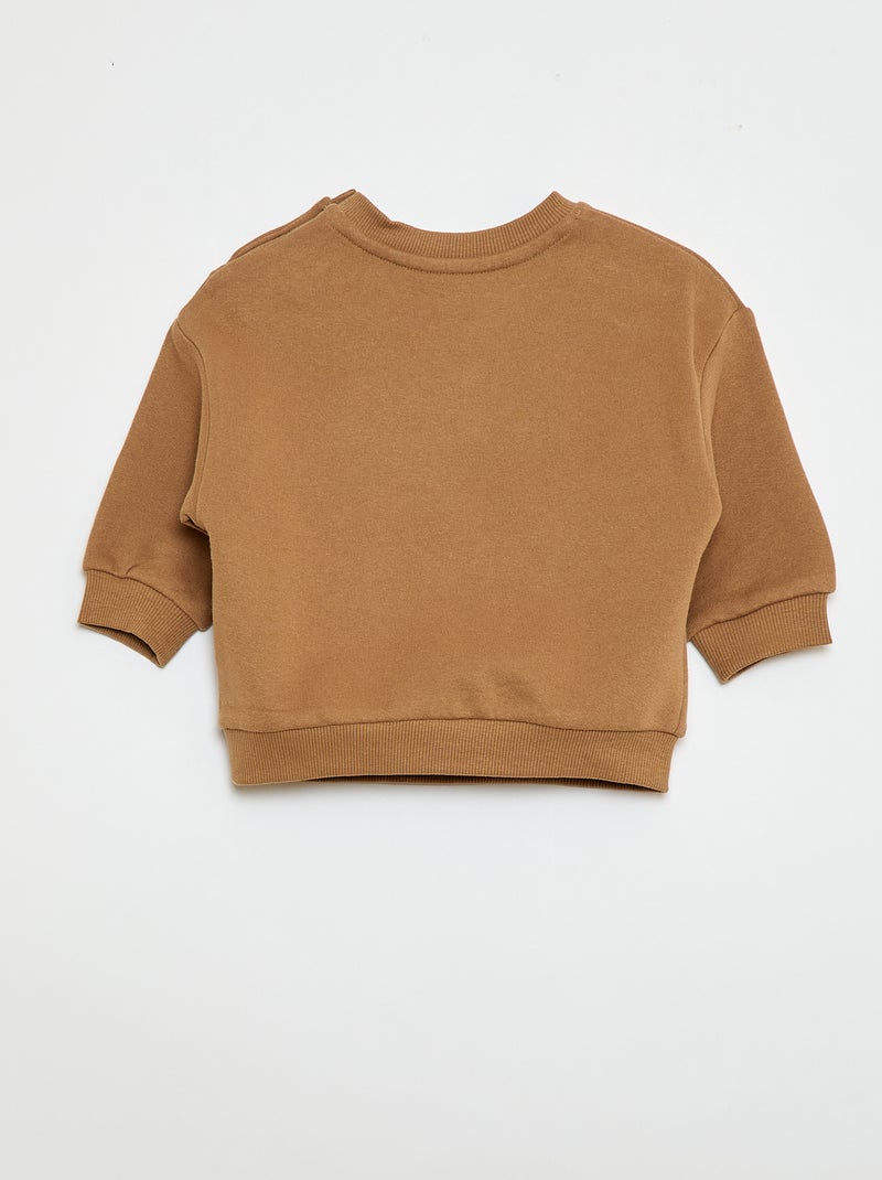Sweater van effen joggingstof Biege - Kiabi