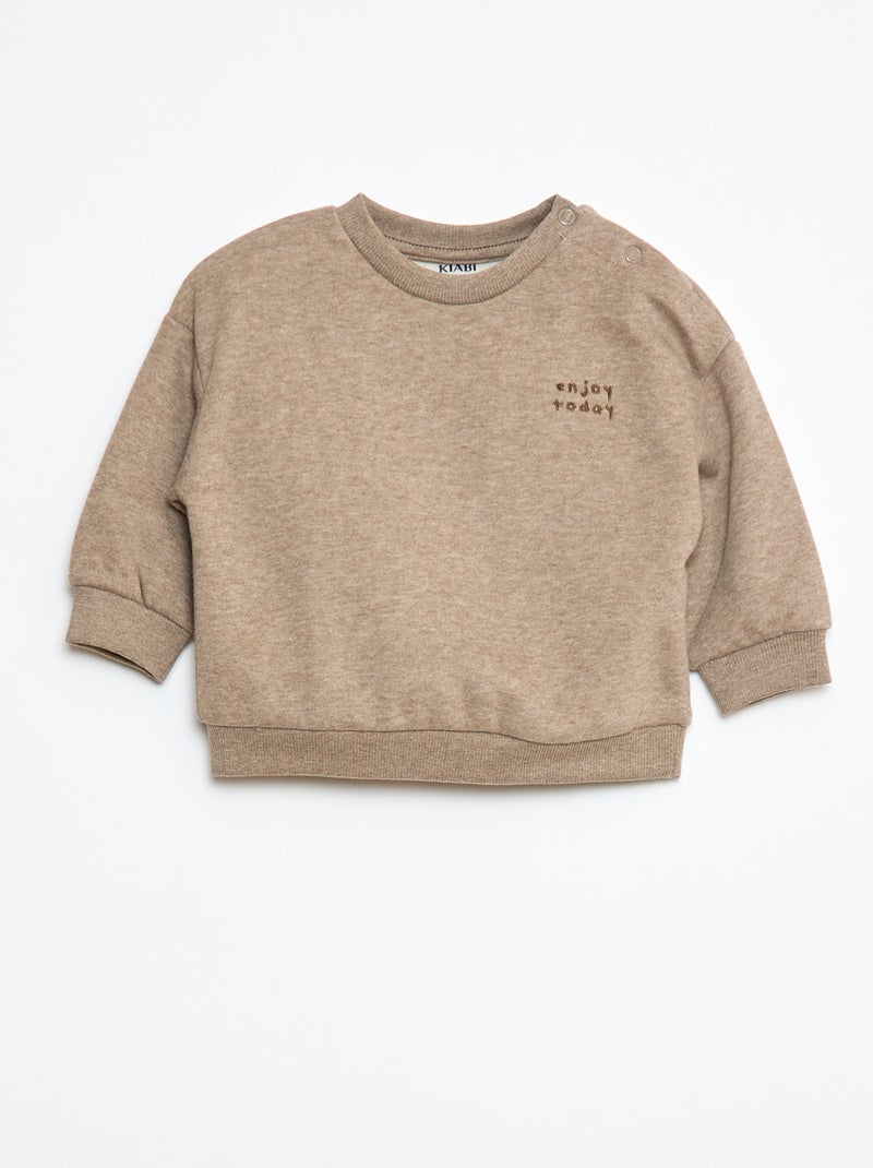 Sweater van effen joggingstof Bruin - Kiabi
