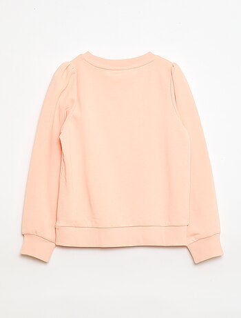 Sweater van effen joggingstof en geborduurd hartje