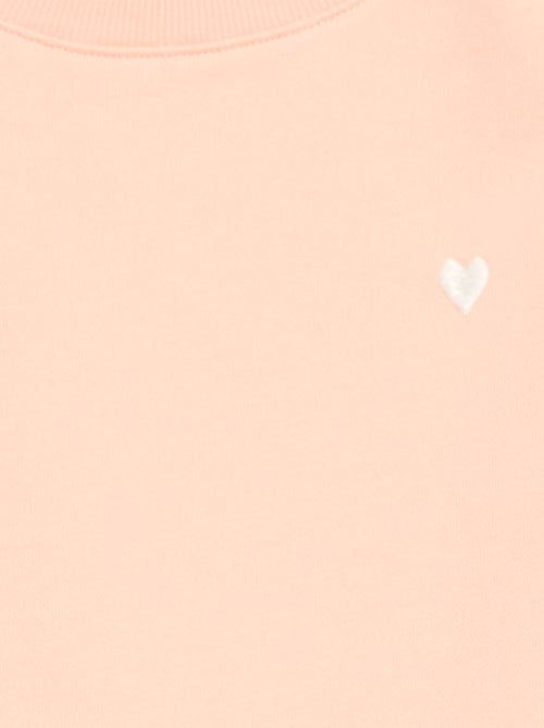 Sweater van effen joggingstof en geborduurd hartje - Kiabi