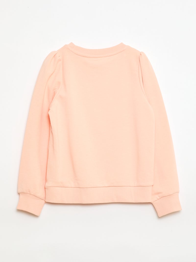 Sweater van effen joggingstof en geborduurd hartje Oranje - Kiabi